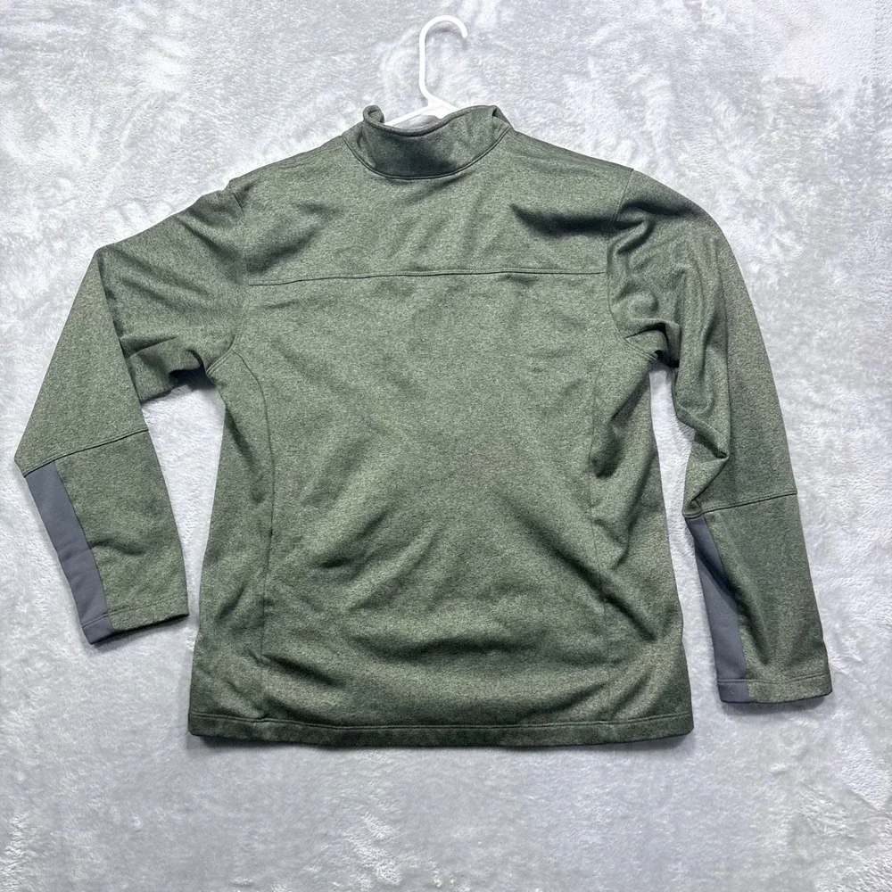 The North Face Quarter Zip Fleece Mens Large Green Heathered Pocket Pullover